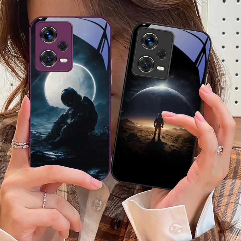 Red Moon Explorer For Xiaomi 14 Ultra 13 Lite Redmi Note 13 11 Pro 12 Plus Poco X6 3 Pro F4 6 GT Tempered Phone Case