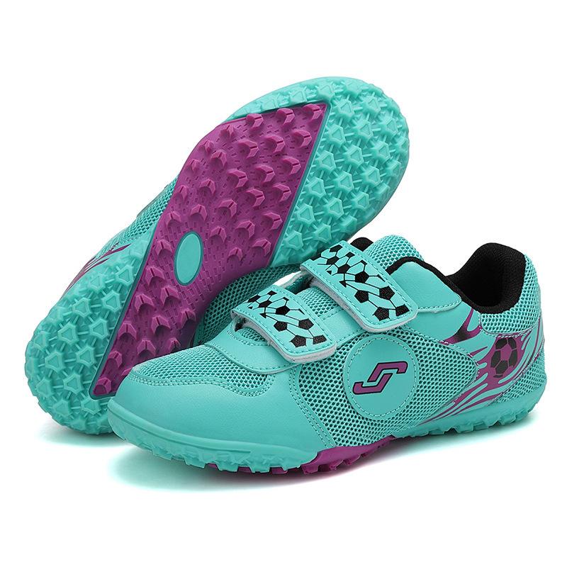 New mesh children's football shoes Velcro training shoes Broken nails Primary school students race running and kicking a pair 2025