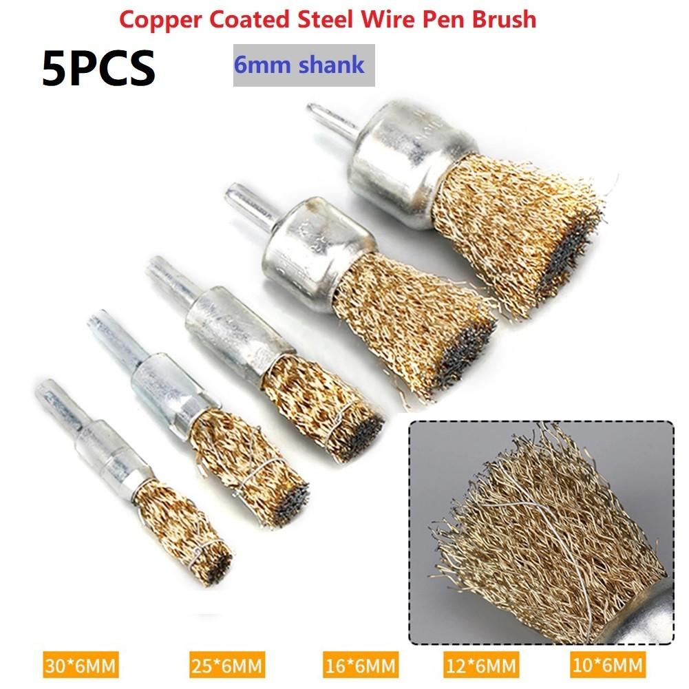 Wire Brushes Rotary Tool Hand Tools Stainless Steel Workshop 5Pcs/Set 6mm Shank