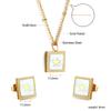 Stainless steel jewelry set niche design square white shell butterfly earrings necklace two-piece set
