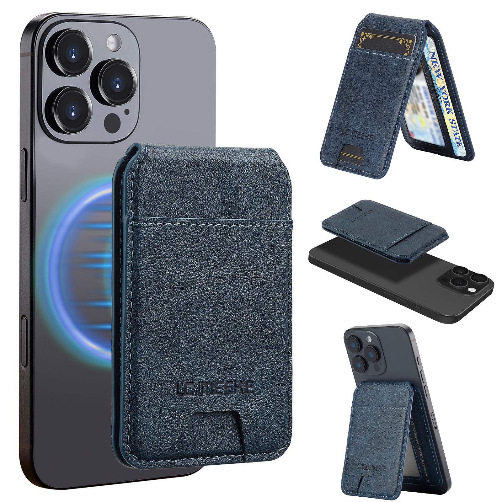 LC.IMEEKE Phone Magnetic Card Holder RFID Blocking Card Slots Leather Kickstand E