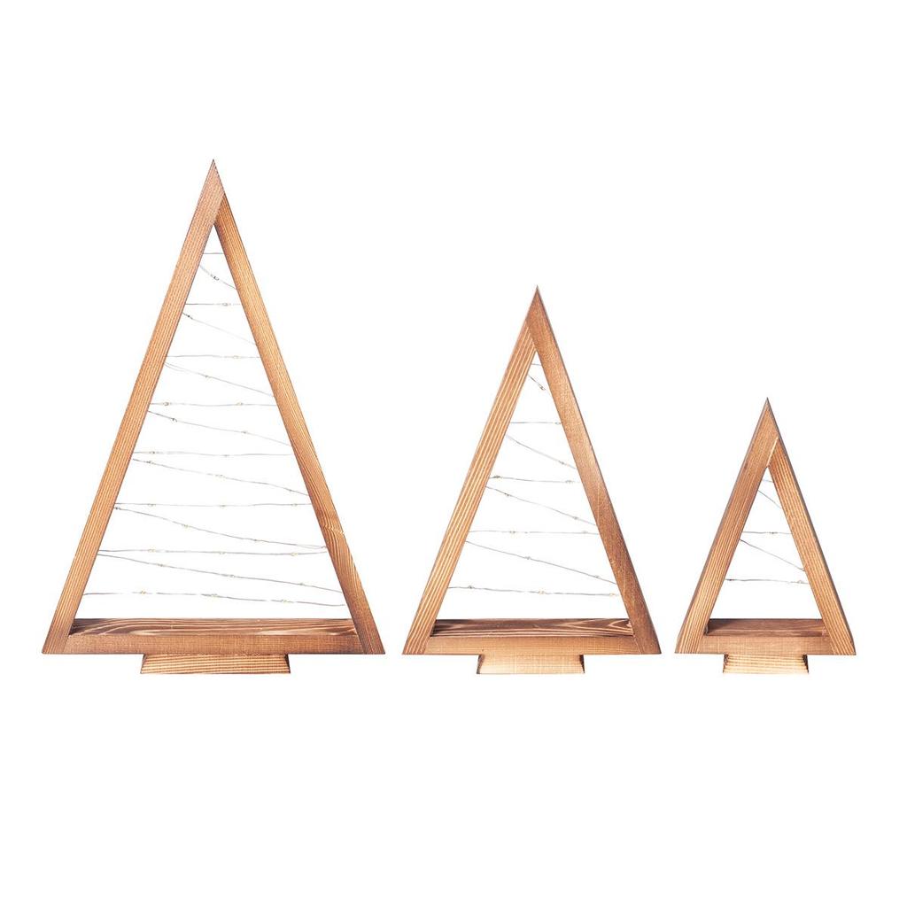 Wooden Luminous Christmas Tree Ornament with String Lights