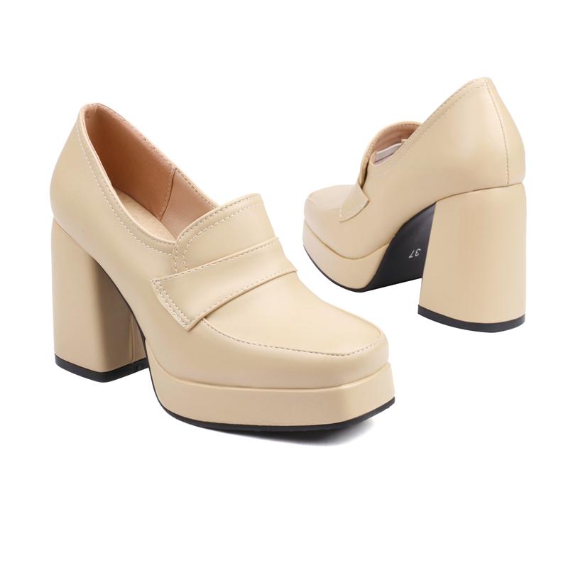 Punk High Heels Women's Pumps Loafer Shoes Platform Brand Classic Black Nude White Heeled Party Office Shoes Lady New 2024