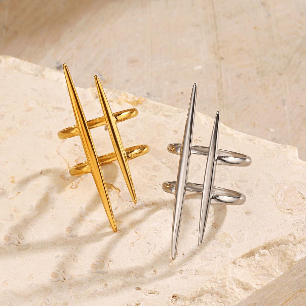 New Design Fashion Pop Gold-Plated Stainless Steel Line Ring for Women Couple Personality Hip Hop Jewelry Wholesale