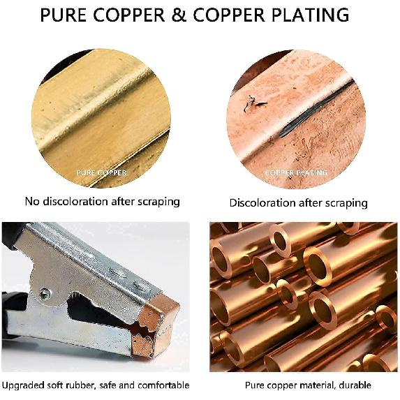 Pure Copper 1500A Jumper Cable Clamp,Heavy Duty, Replacement, Ulated Handle, Durable For Truck Car Batteries (Black + Red) 2PCS