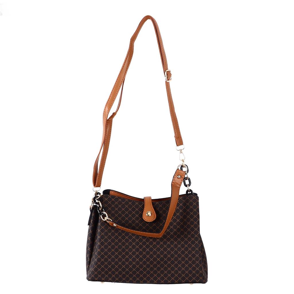 Damen Handtasche Handtasche Langer Riemen Hübsches Design Einzelne Schulter Handtasche für Strandparty Reise Kaffee mit Braun Kostenlos