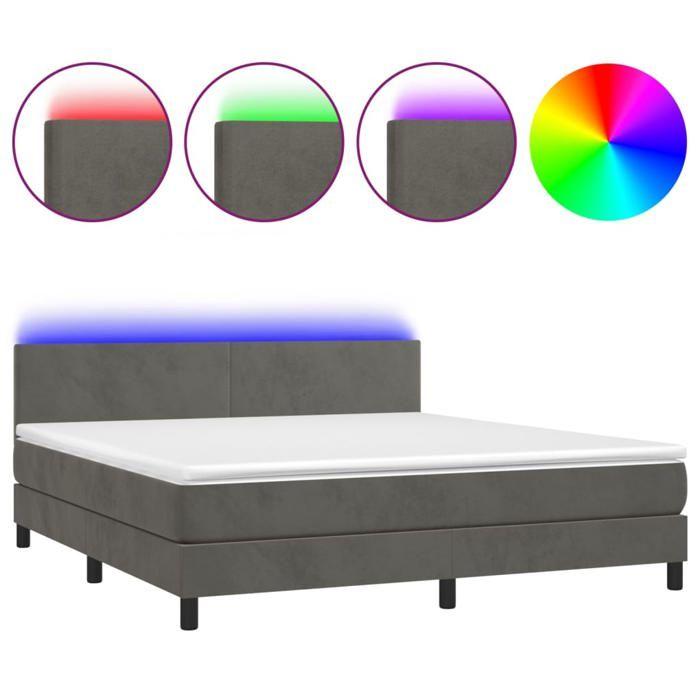 Maison Exclusive - Sommier à lattes de lit avec matelas LED Gris foncé 160x200 cm