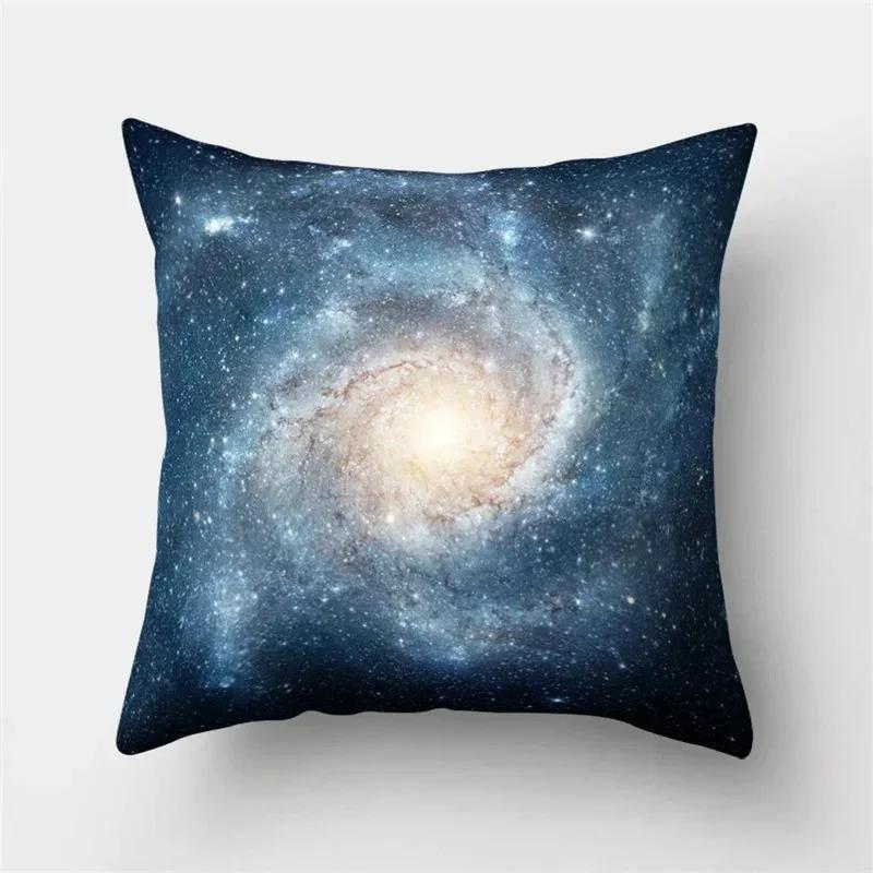Rainbow Starry Sky Moon Fantasy Pattern Throw Pillow Cover With Short Plush Print For Living Room Sofa Decoration Cushion Cover