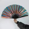 Folding Fan 13 Ribs Burr Free Brilliant Color Transparent Handheld Fan 13 Inch Large Shining Rave Hand Fan Performance Prop