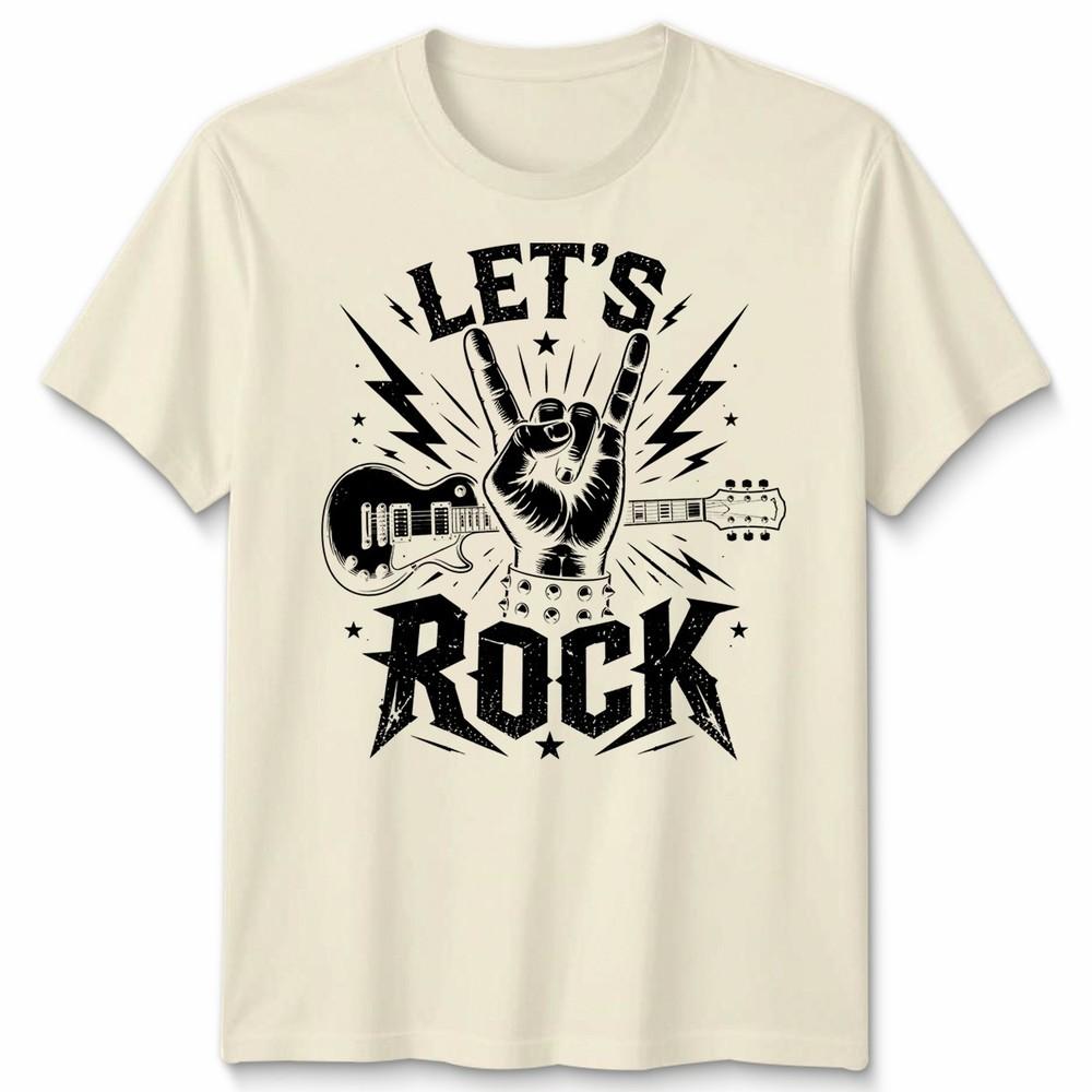 Kids Lets Rock Rockstar T Shirt Guitar Band Day Rock N Roll School Tee