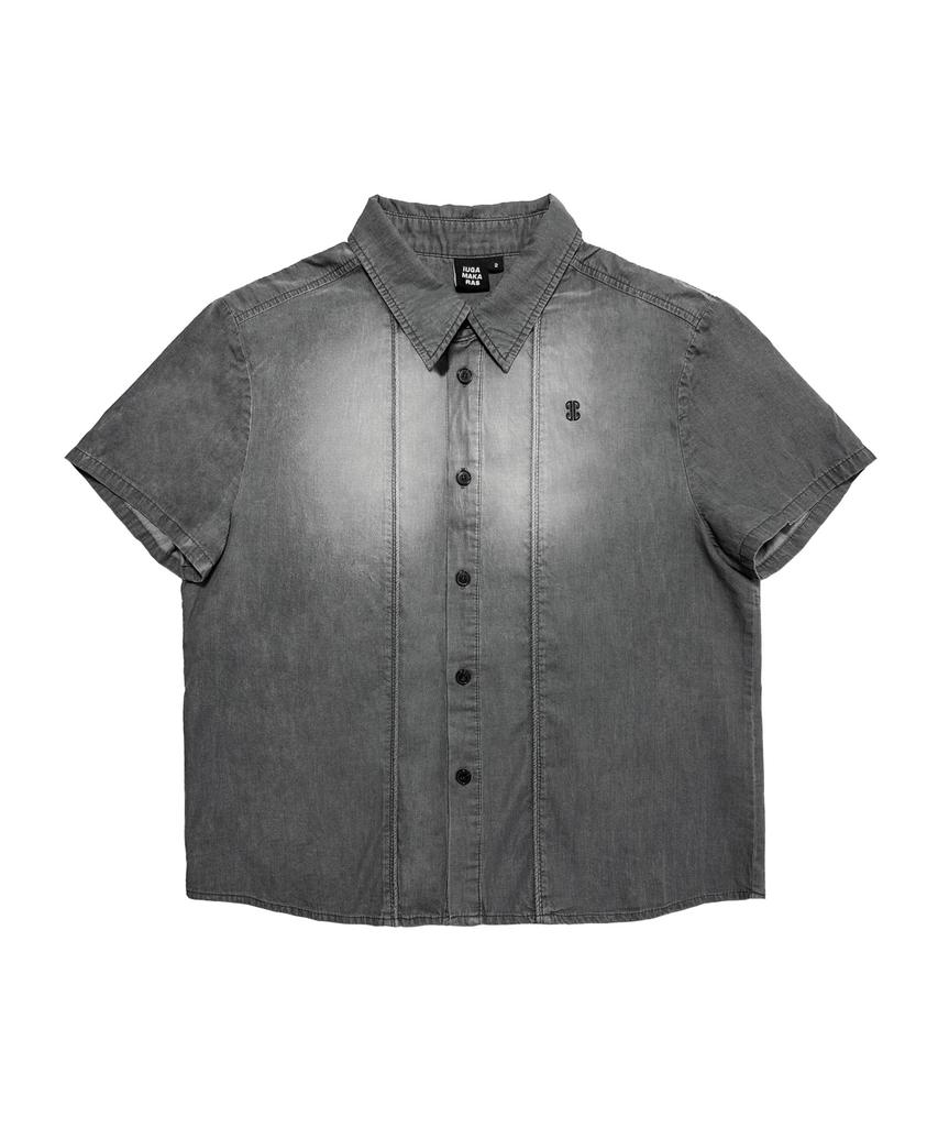 IUGAMAKARAS Washed Denim Half Shirt (Gray)