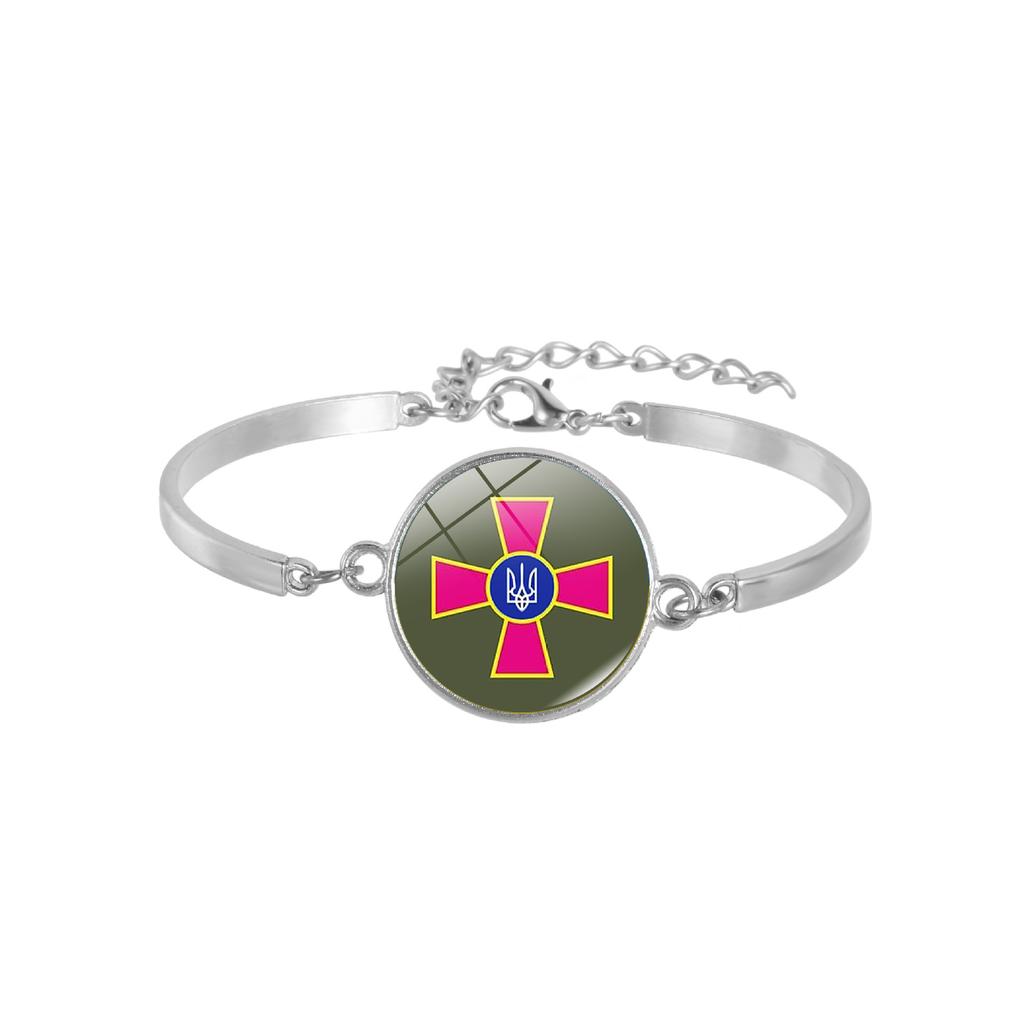 Ukraine Trident Blue Yellow Alloy Bracelet, National Style Memorial Jewelry