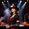 Decorazioni per Festa di Trucco Cappello a Cilindro in Feltro per Adulti Uomini Donne, Steampunk Halloween Cosplay con Copricapo Scheletro Mano e Rosa, Costume Cosplay Gotico Nero,