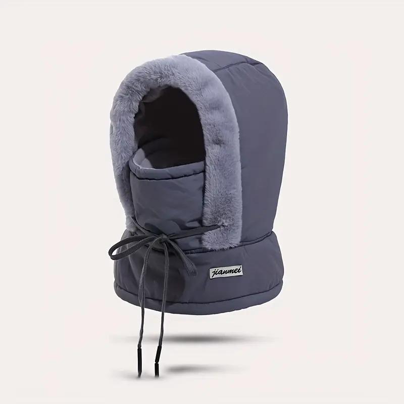 Winter Warm Fleece-Lined Polyester Hat Knit Fabric Cold-Proof Windproof Outdoor Riding Cap for Men and Women