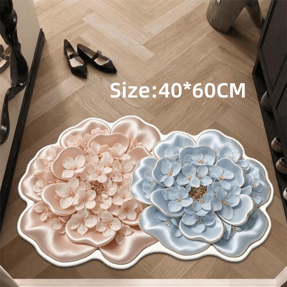 5D Flower Design Bathroom Mat Water Absorbent Quick Dry Diatom Mud Mat Colorful Non Slip Non Slip Floor Mat Home Daily Use