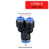 Pneumatic Quick Connector PN/PW-4, Y-Type Tee, 8mm Plug, 12mm Plastic OD, 16mm Connection