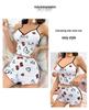 Heart Print Color Block Summer Women’s Pajama Set - Sexy Camisole and Shorts
