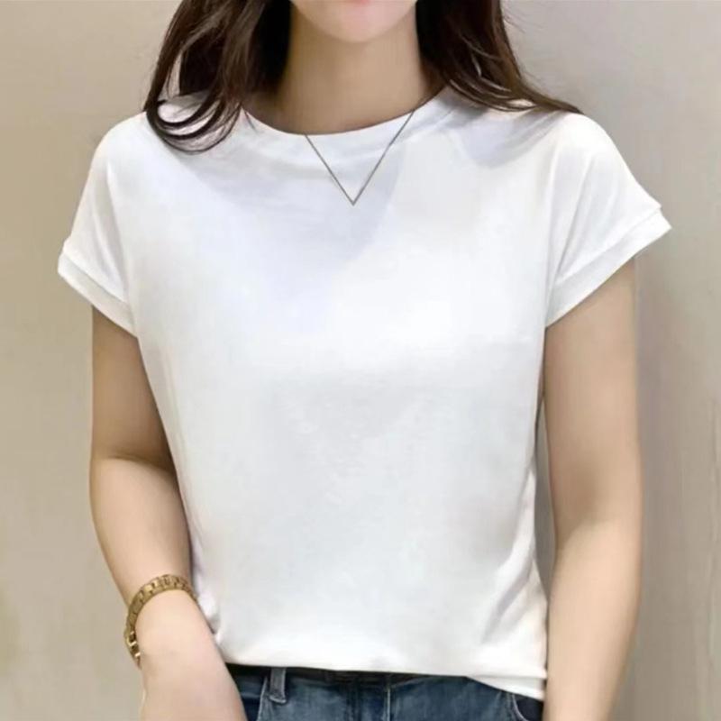 Short Sleeved T-shirt for Women Niche Solid Color Fashionable Summer Outfit Thin Top