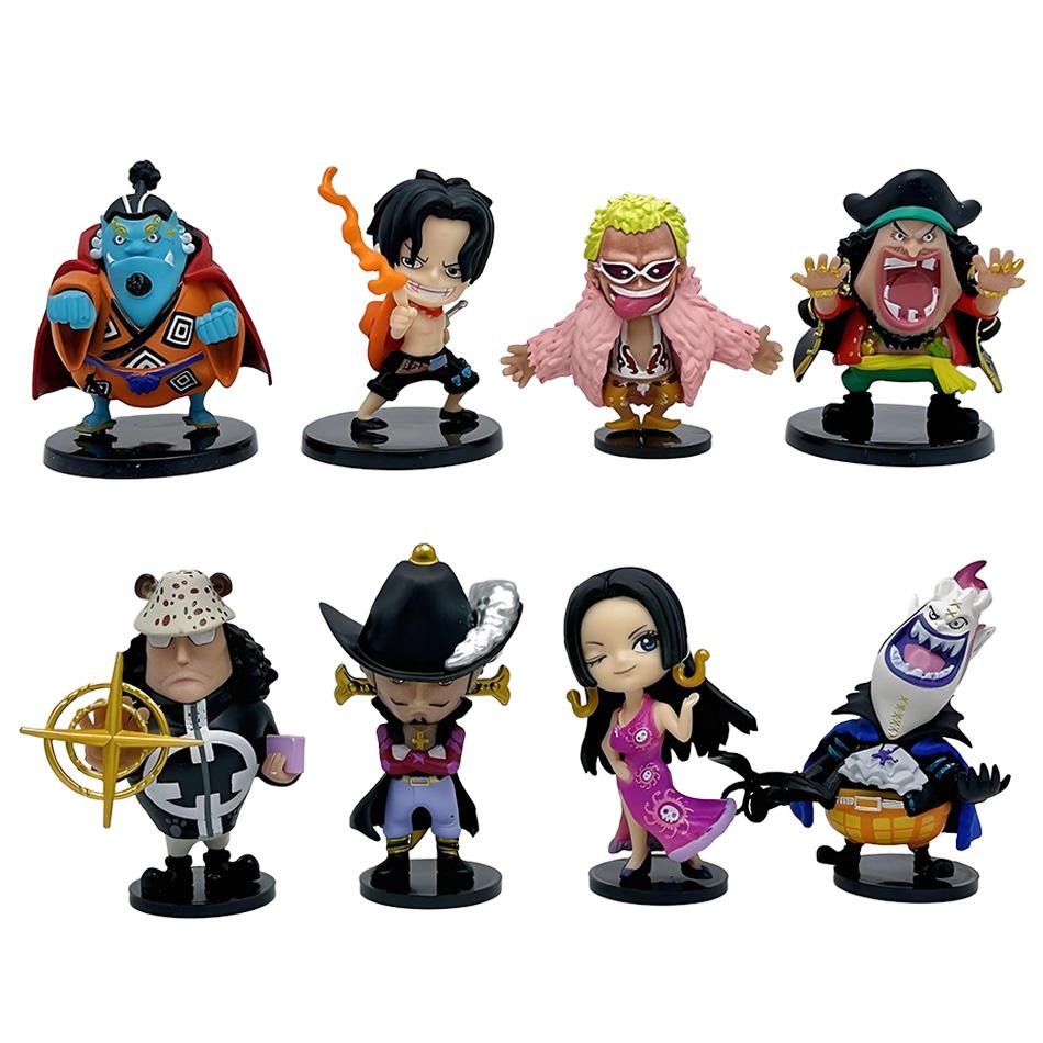 

8pcs Anime One Piece Figures Model Dolls Toys Cute Oka Shichibukai Ace Boa Hancock Jinbe Collection Full Set Kid Friendly Entertaining Fun Play Safe