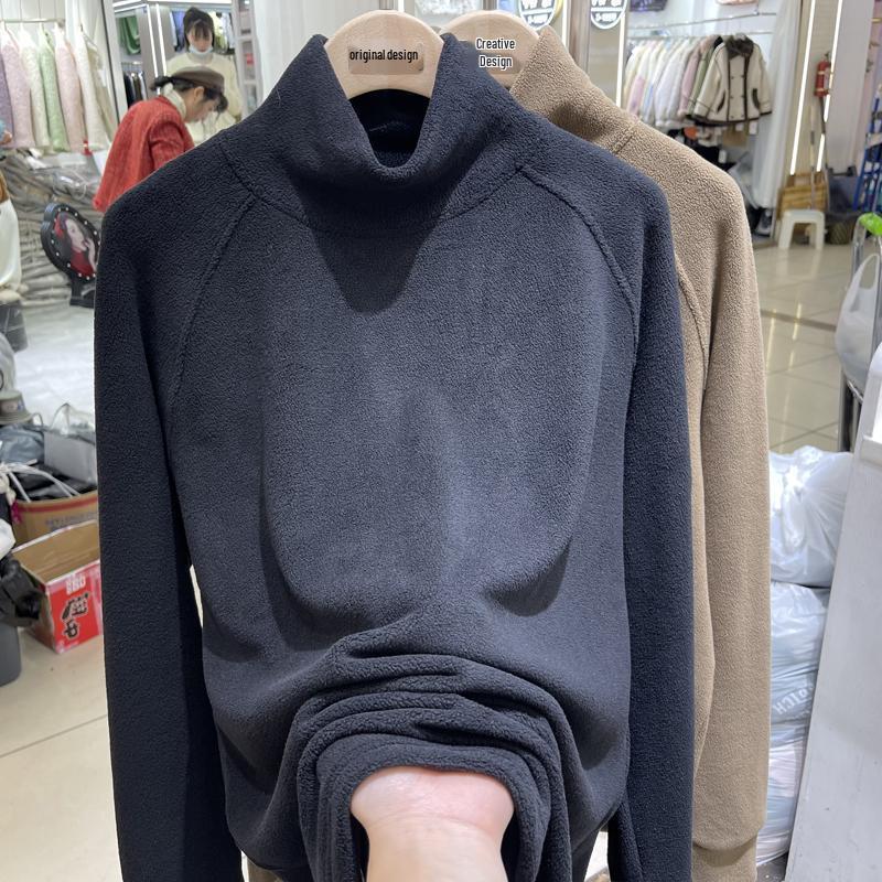 Women's Plus Size Fleece Lined Semi-High Collar Sweatshirt for Autumn/Winter