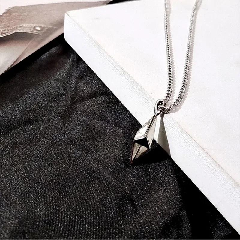 Pendant Necklace For Men Women Stainless Steel Neck Chains Geometric Rhombic Charm Hip Hop Sweater Necklace