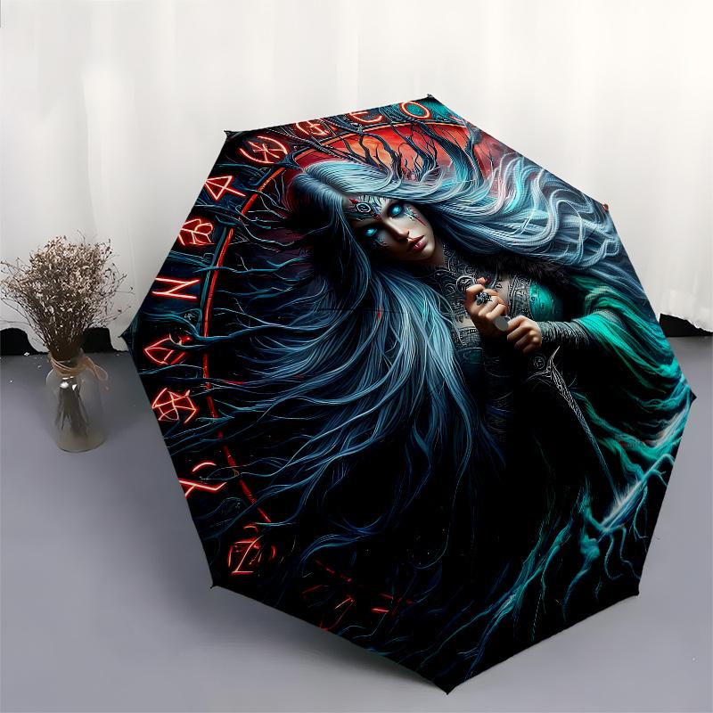 Enchanted Warrior Queen: Fantasy Art PosterUmbrella, Portable 3-Fold Compact Umbrella for Men & Women Gift