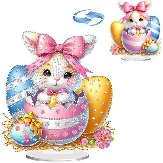 BAYUNOE DIY Diamond Art Painting Desktop Ornament Easter Handmade Double-Sided Pattern Diamond Art Decorated Tabletop Ornaments Single Sided Diamond