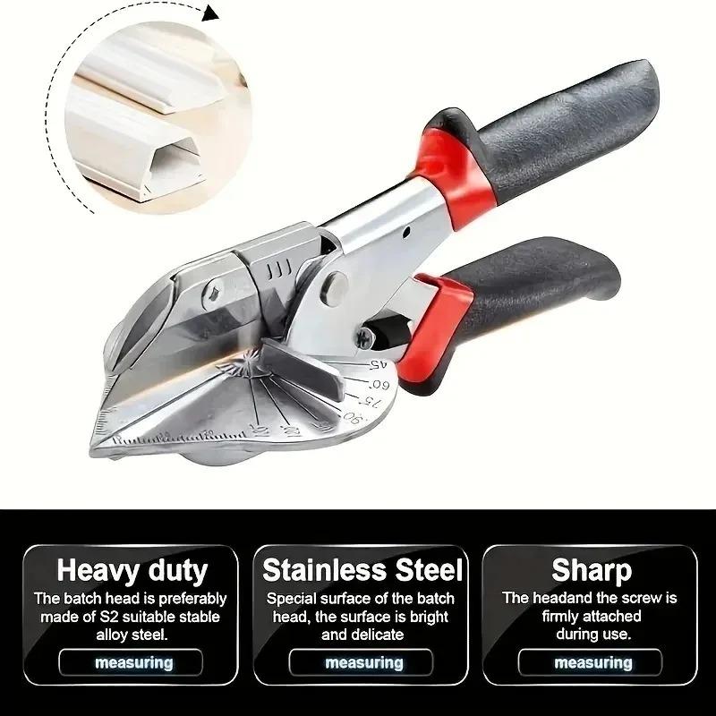 Multi-Angle Shear Cutter - Adjustable 45°-135° for PVC/Plastic/Trim - Precision Blades Angle Scissors