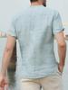 European and American Summer Men's Solid Color Short-Sleeve Stand Collar Casual Shirt for Teens, Large Size