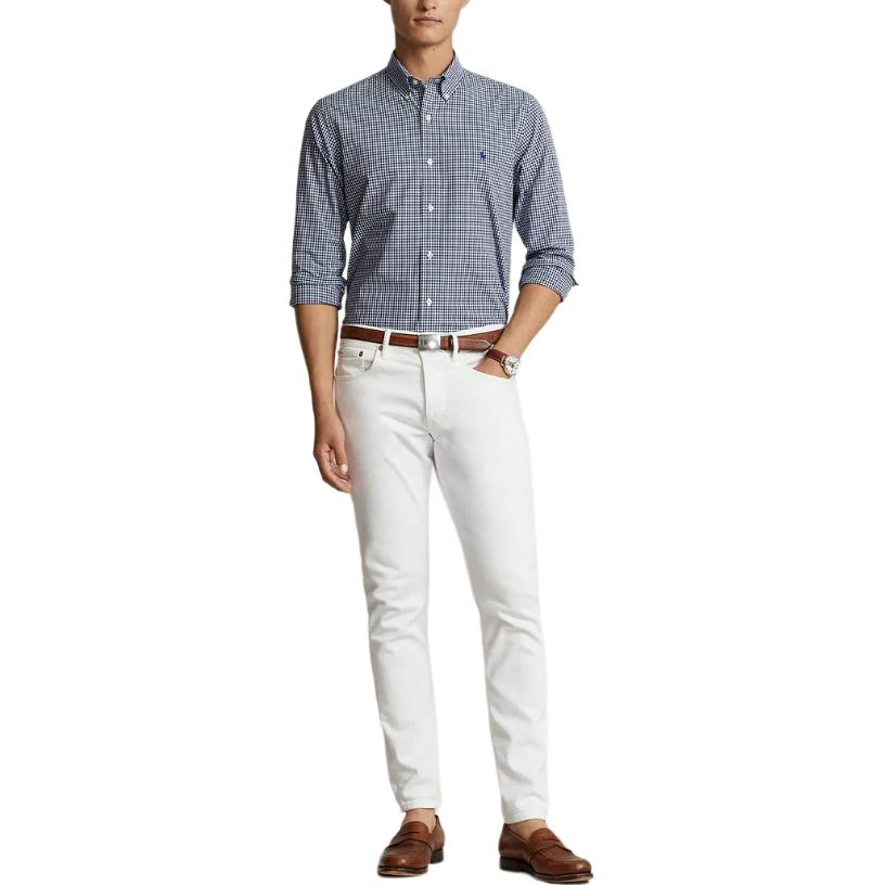 Polo Ralph Lauren Logo Plaid Print Single-Breasted Long Sleeve Shirt Men shirts Blue 710929342-001