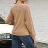 Women's Solid Color Long Sleeved Casual Round Neck Belt Bow Sports Shirt Pullover Top