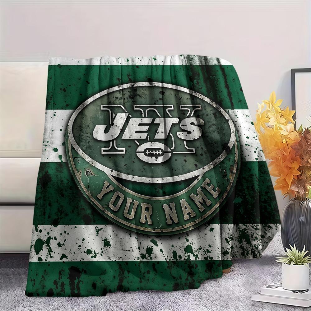 Custom Name New York Jets Flannel Blanket, High quality Comfortable for All Seasons, Home Decor, Warmth and Comfort