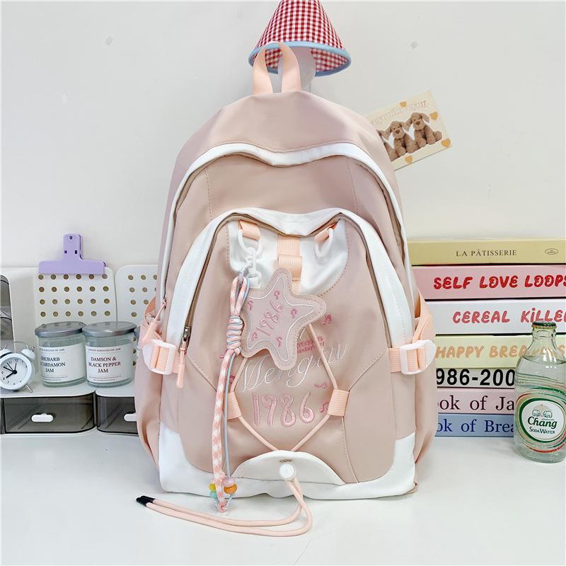 High Value College Style Fresh and Sweet Backpack, Junior High School Students Contrasting Colors, Lightweight and Large-capacity Backpack