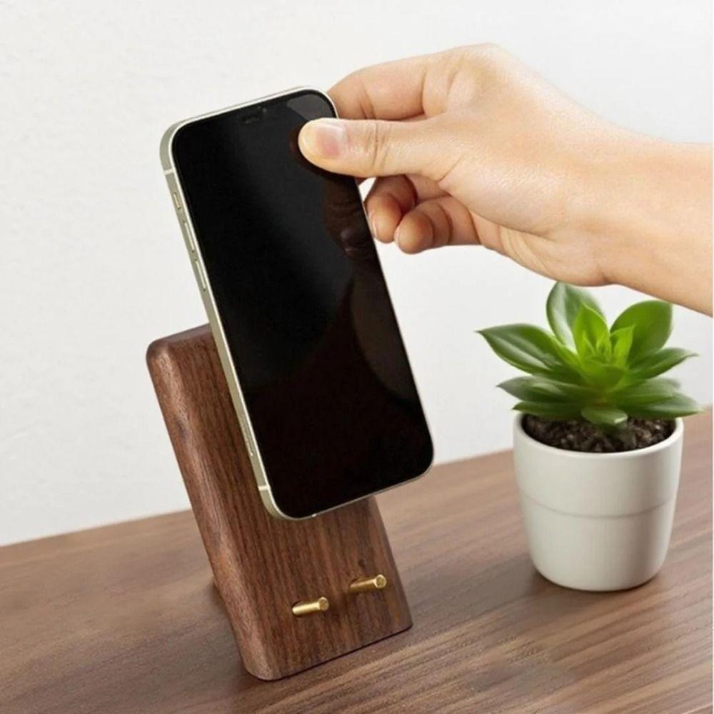 Vintage Desktop Phone Holder Wooden Small Tablet Holder Lazy Phone Stand  for Mobile phone Storage