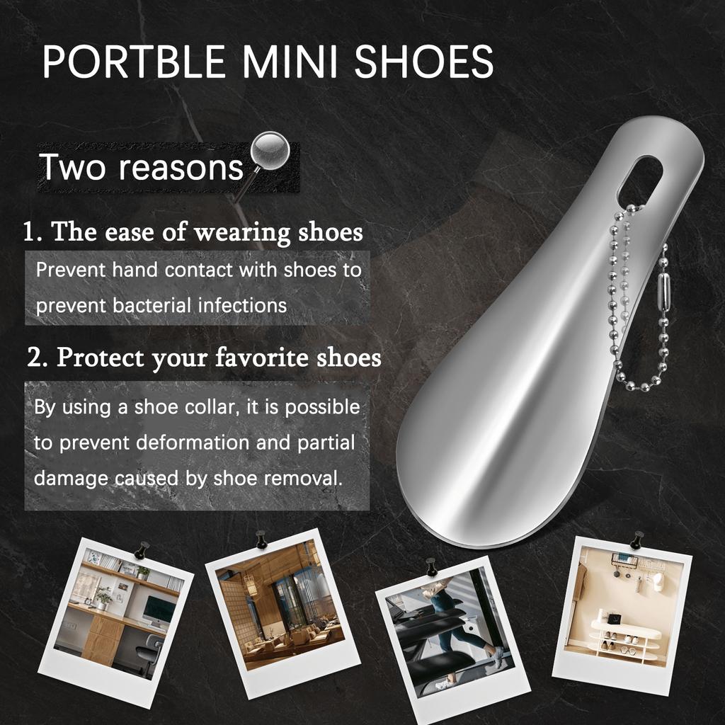 10cm Easy Carry Mini Black Shoehorn Metal Durable Stainless Steel Portable Fashion Key Ring Shoe Horns Accessories Aid Tool