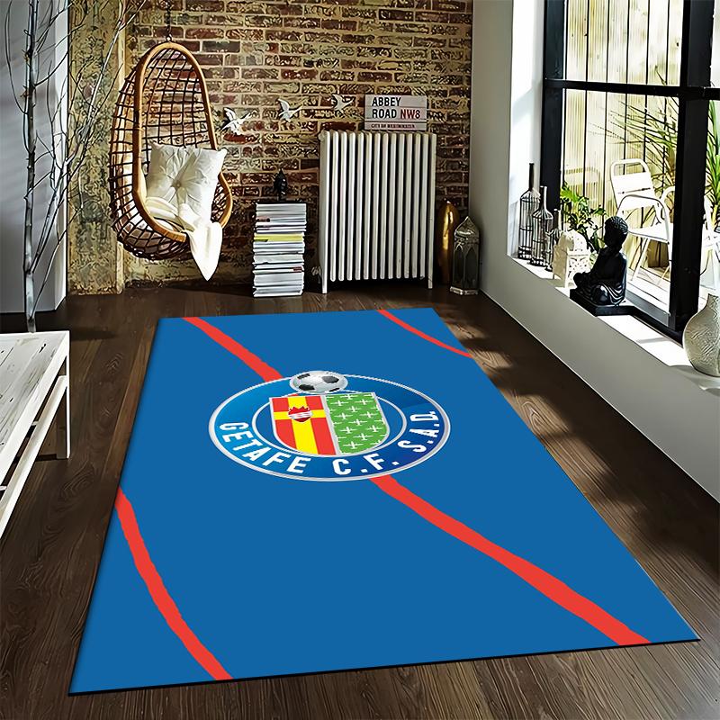 "Getafe CF Logo Carpet with Soccer Ball Design, Blue and Red Style" Suitable for use as an anti-slip for living room bedroom sofas
