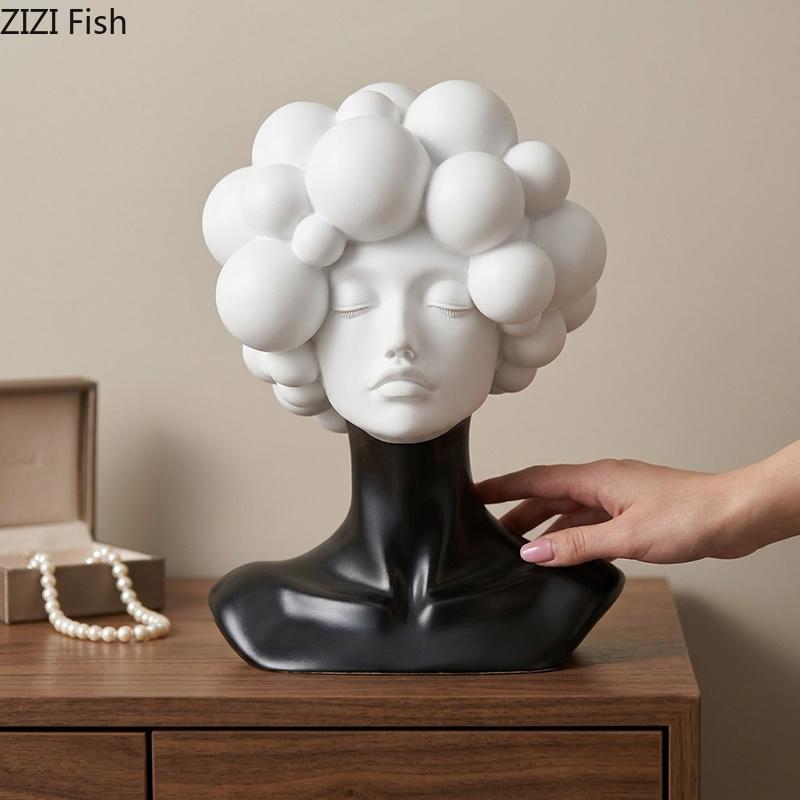 Creative Explosion Head Figures Ornaments Desk Decoration Minimalist Bubble Character Resins Sculpture Room Aesthetic Decor