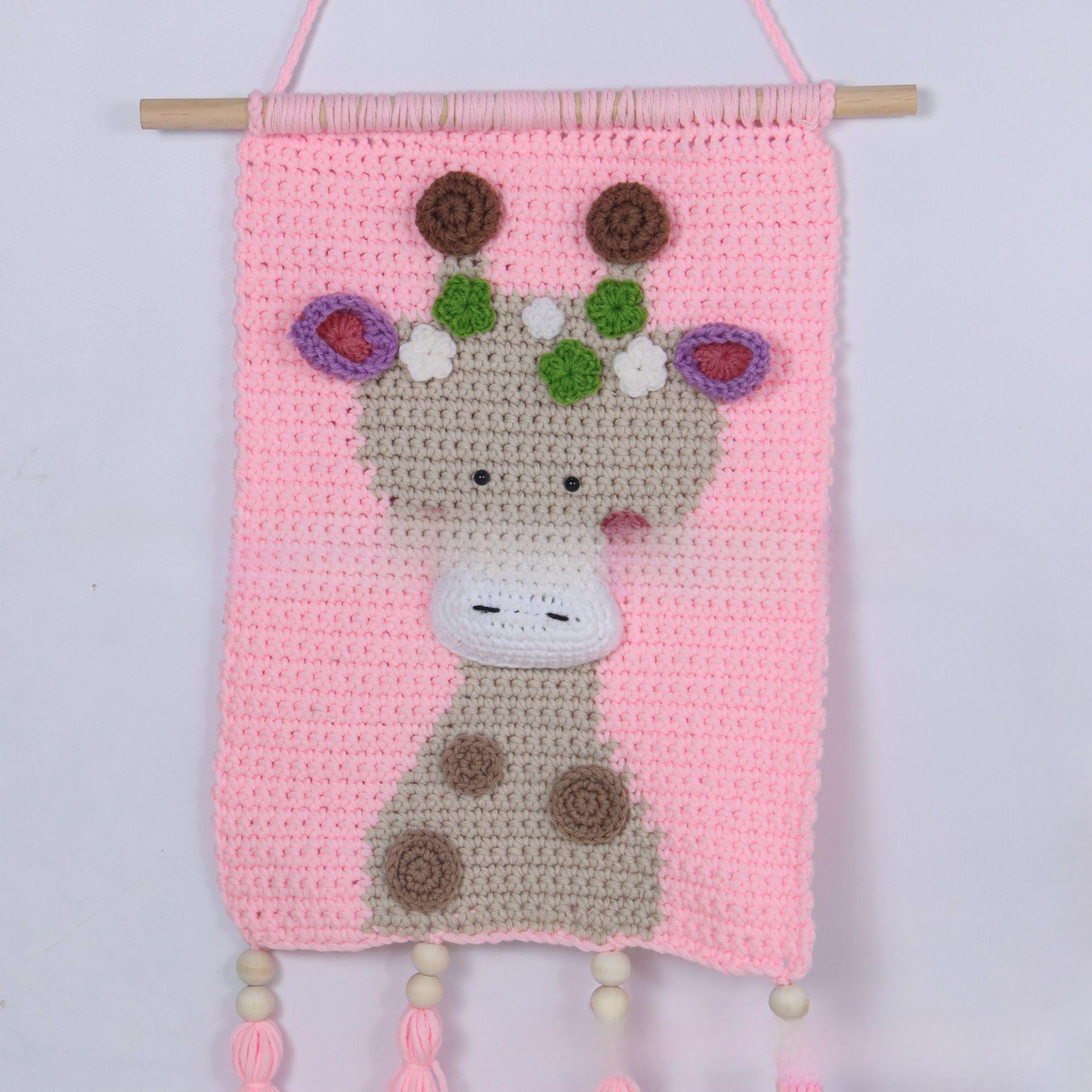 

2025 New Handmade Hook Weaving Animal Tapestry Children s Room Decoration Wall Hanging Creative Pendant Giraffe