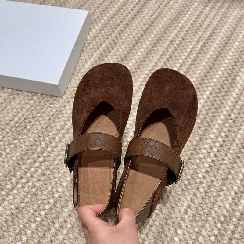 Round head buckle year word daily Mary Jane shoes single shoes fashion casual comfortable soft leather lightweight