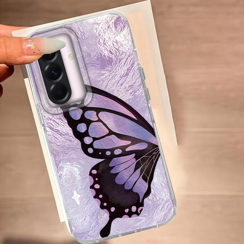 Case For Samsung Galaxy A56 A36 A16 A25 A35 A26 S25 S24 Plus Ultra FE Phone Cover Purple Butterfly Gradient For Samsung A55 Bag