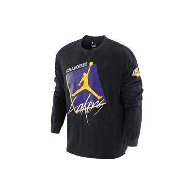 Crew Neck Logo Print Long Sleeve T-Shirt Men Tops Black DV5748-010