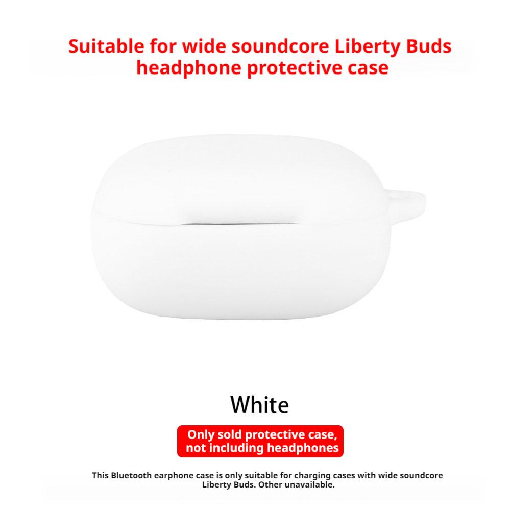 Solid Color Silicone Bluetooth Earphone Cover For Anker Soundcore Liberty Buds, Shockproof Protective Cover With Keychain