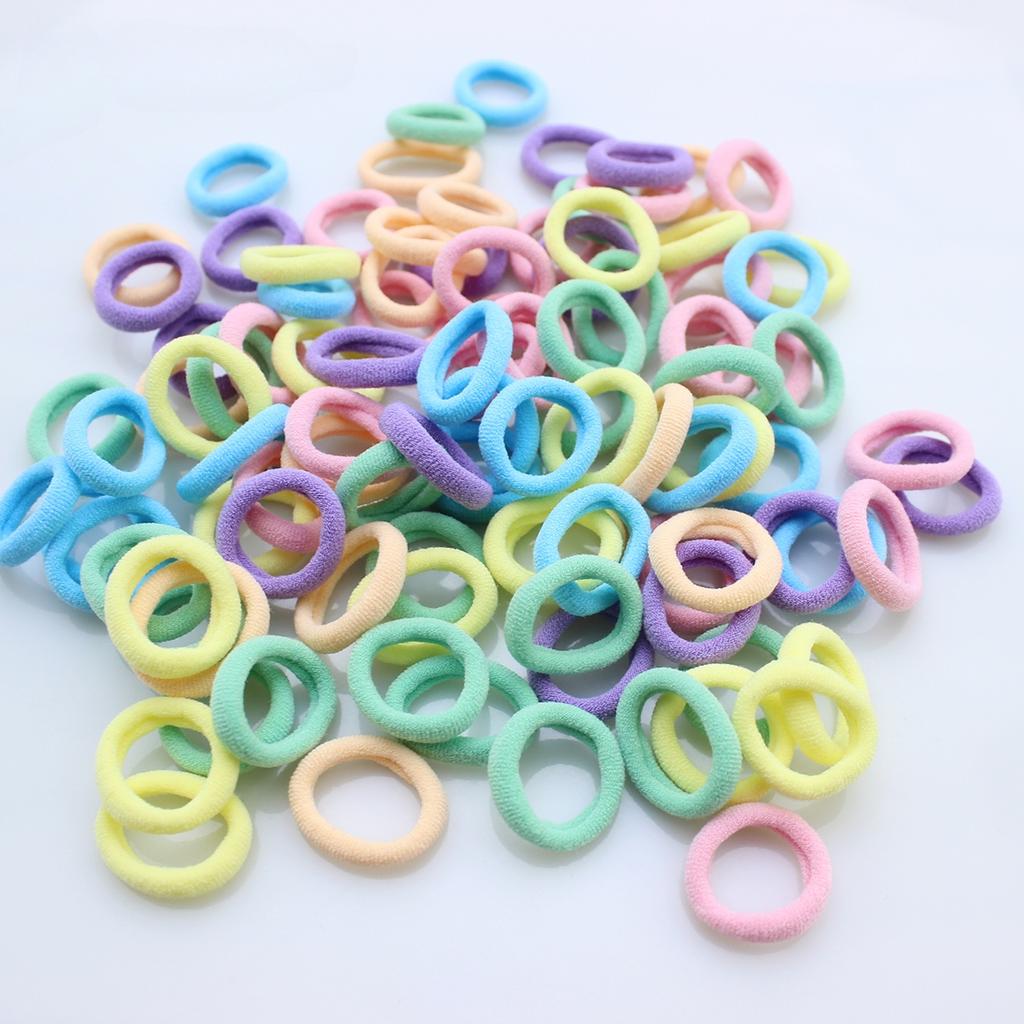 100 Pcs Girls Colorful Elastic Hair Bands Ponytail Hold Hair Tie Rubber Bands Scrunchie Hair Accessories Bands for Girls
