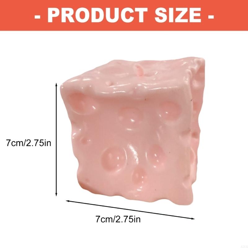 Pink Cheese Squeeze Toy Soft Plastic Texture Cheese Squeeze Block for Adults Kids Office Travel Anxiety Relaxation A2UB