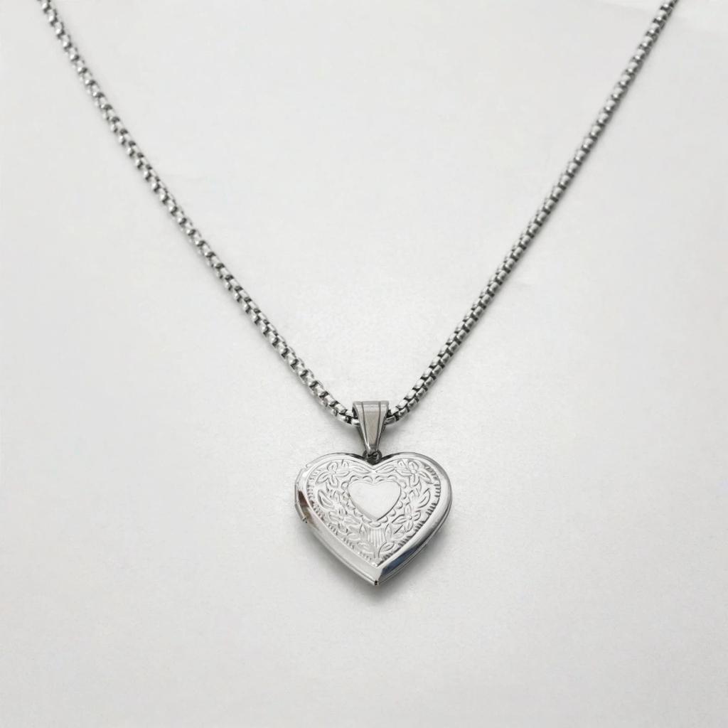 Romantic Heart Locket Pendants Female Gold Silver Color Stainless Steel Memorial Necklace For Women Jewelry Valentine Gift