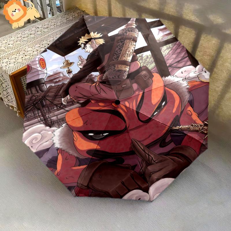 1 PC Automatic Folding Umbrella - Naruto Fire Sage Mode Pattern Portable Foldable Design With 8 Ribs Christmas Birthday Gifts