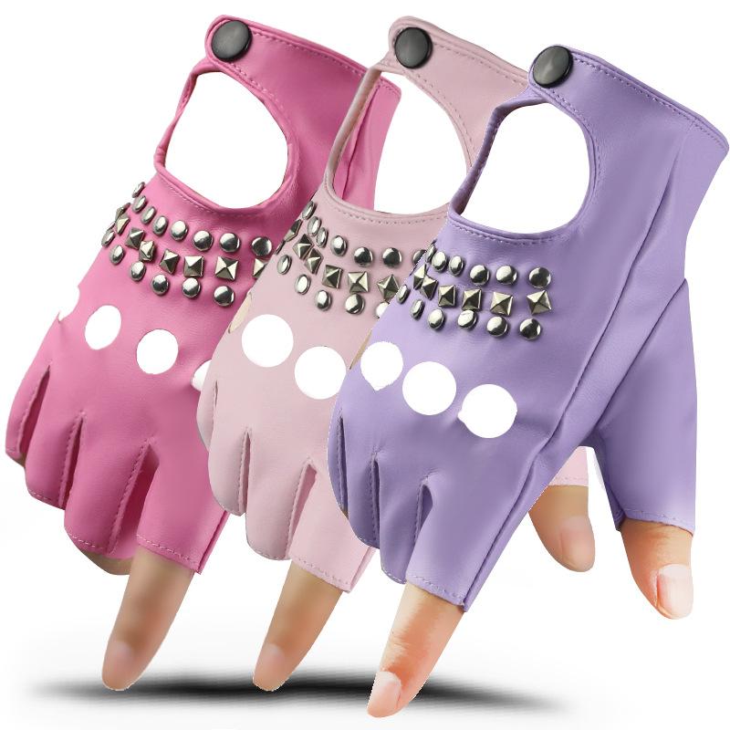 

Ladies Half Finger Gloves Female темно-рожевого кольору
