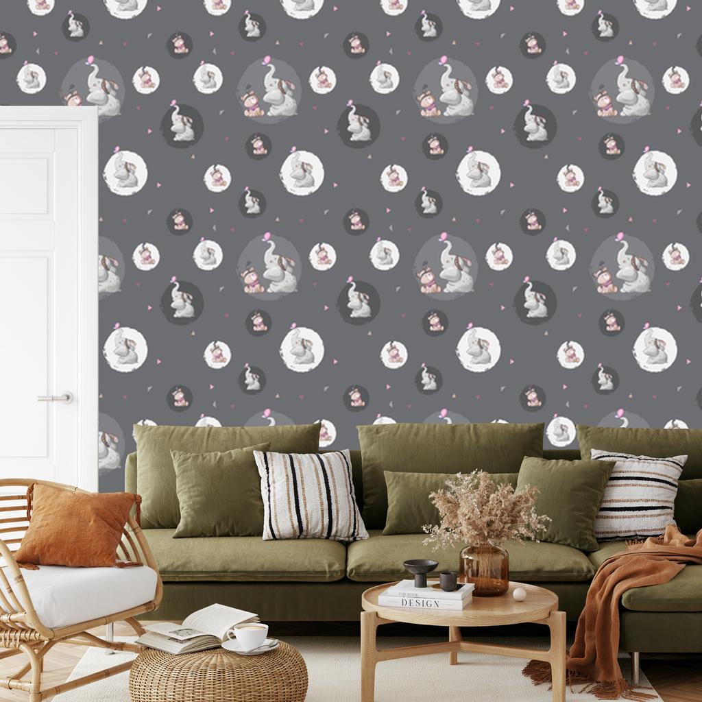 Teddy Bears and Elephants Wallpaper for Living Room and Bedroom 50x1000