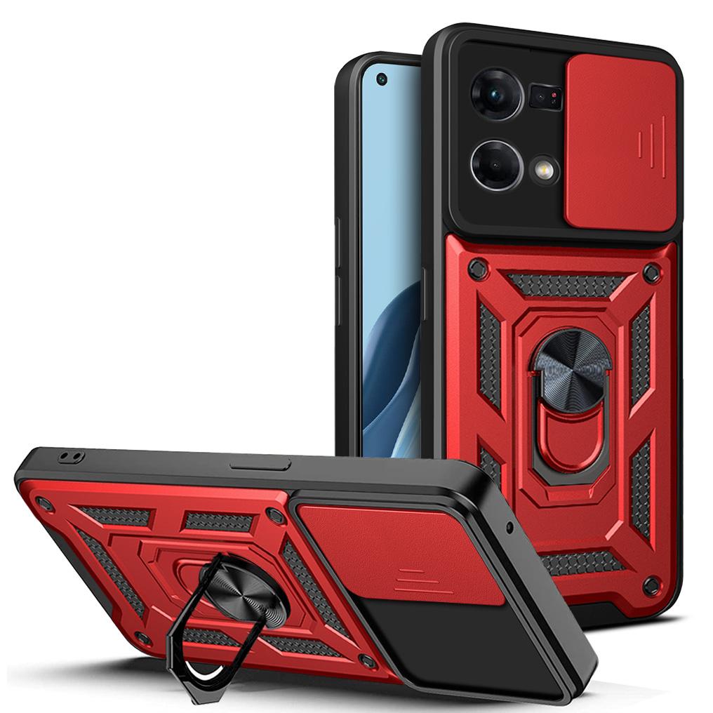 For OPPO Reno7 4G Case OPPO Reno8 4G Cover OPPO Reno 7 4G Magnetic Ring Holder Armor Phone Case Slide Camera Protect Back Cover