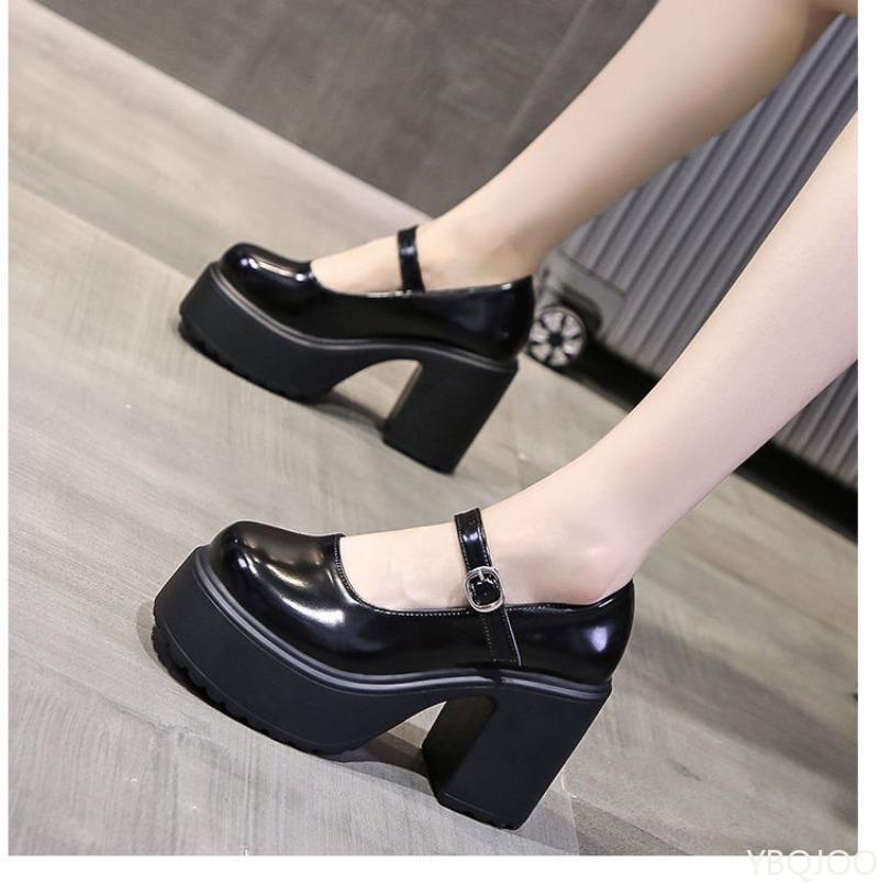 Mode Talons hauts pour femmes automne nouveau style talon épais semelle épaisse augmentant la hauteur tempérament polyvalent simple chaussures pour femmes